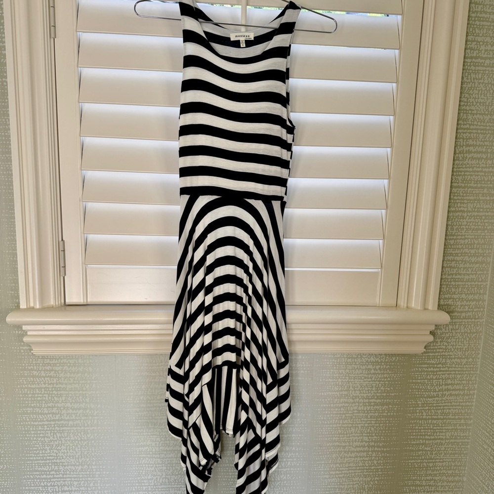 Monteau Black and White High Low Dress